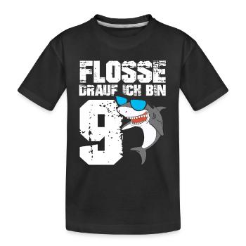 Haifisch Geburtstagsmotiv 9 Jahre Jungen Geschenk - Kinder Premium Bio T-Shirt - Schwarz - Vorne