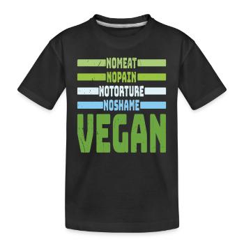 No Meat No Shame Vegan Vegetarian Quotes - Kids' Premium Organic T-Shirt - black - Front