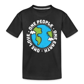 One People One Earth One Love Earth Love Quotes - Kids' Premium Organic T-Shirt - black - Front