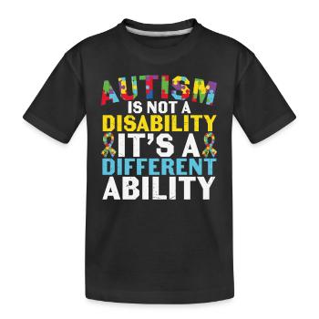 L’autisme n’est pas un handicap, c’est une autre capacité - T-shirt bio Premium Enfant - noir - Devant