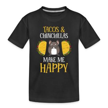 Tacos und Chinchillas machen mich glücklich mexikanisch - Kinder Premium Bio T-Shirt - Schwarz - Vorne