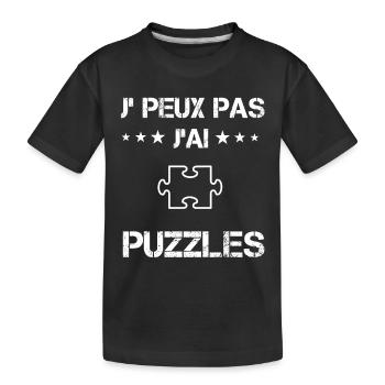 je peux pas j'ai puzzles cadeau puzzle - T-shirt bio Premium Enfant - noir - Devant