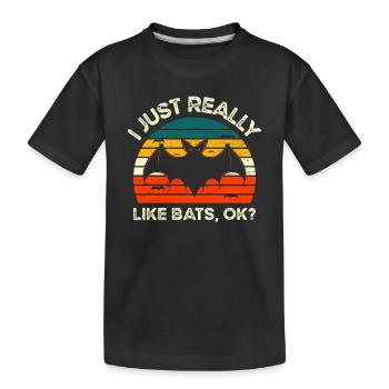 Ich mag Fledermäuse einfach sehr ok - Kinder Premium Bio T-Shirt - Schwarz - Vorne