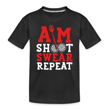 Target shooting, swearing, repeating - Kids' Premium Organic T-Shirt - black - Front