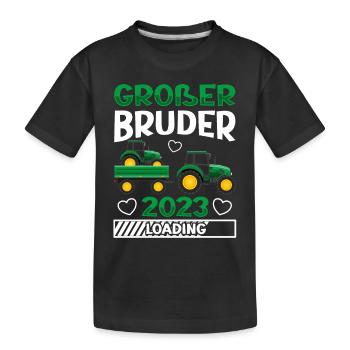 Großer Bruder 2023 Traktor Schwangerschaft - Kinder Premium Bio T-Shirt - Schwarz - Vorne