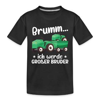 Großer Bruder 2023 Traktor Schwangerschaft - Kinder Premium Bio T-Shirt - Schwarz - Vorne