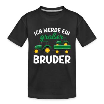 Großer Bruder 2023 Traktor Schwangerschaft - Kinder Premium Bio T-Shirt - Schwarz - Vorne