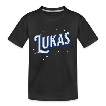 Lukas' name personalized - Kids' Premium Organic T-Shirt - black - Front