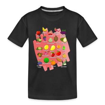 Gemüse-Alphabet - Kinder Premium Bio T-Shirt - Schwarz - Vorne