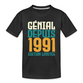 Génial depuis 1991 - T-shirt bio Premium Enfant - noir - Devant