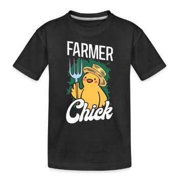 Agriculteur Fille Éleveuse De poulet - T-shirt bio Premium Enfant - noir - Devant