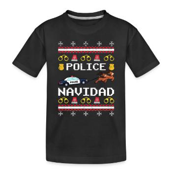 Ugly Christmas Reindeer Funny Policeman - Kids' Premium Organic T-Shirt - black - Front