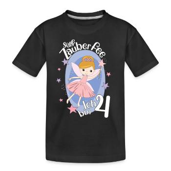 Endlich 4 Jahre Mädchen Geburtstagshirt Zauberfee - Kinder Premium Bio T-Shirt - Schwarz - Vorne