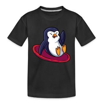 Penguin Sledge - Kids' Premium Organic T-Shirt - black - Front