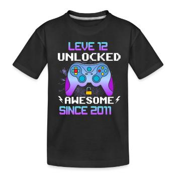 Level 12 Freigeschaltet Awesome seit 2011 Funny Gamer - Kinder Premium Bio T-Shirt - Schwarz - Vorne