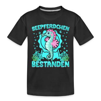 Seepferdchen bestanden - Kinder Premium Bio T-Shirt - Schwarz - Vorne