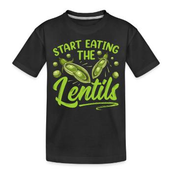 Commencez les lentilles pour manger de la soupe aux lentilles - T-shirt bio Premium Enfant - noir - Devant