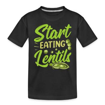 Commencez à manger des lentilles Soupe de lentilles - T-shirt bio Premium Enfant - noir - Devant