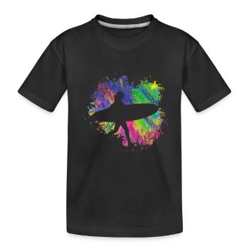 Sommersurfer Mit Brett - Kinder Premium Bio T-Shirt - Schwarz - Vorne