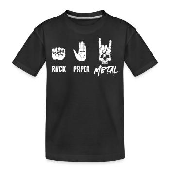 Metal -Musik, Rockpapiermetallmusik - Kinder Premium Bio T-Shirt - Schwarz - Vorne