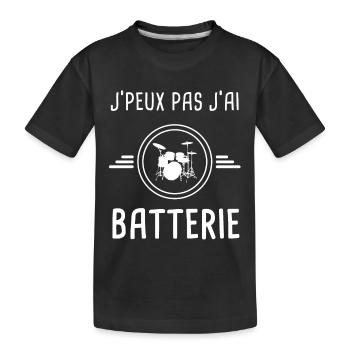 batterie je peux pas j'ai batterie batteur - T-shirt bio Premium Enfant - noir - Devant