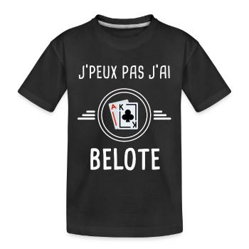 belote je peux pas j'ai belote cartes carte - T-shirt bio Premium Enfant - noir - Devant