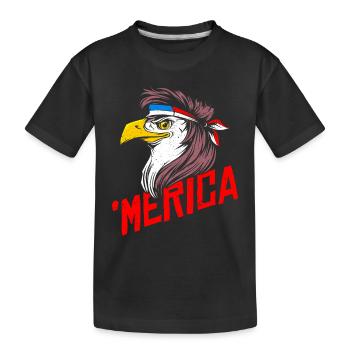 'Merica Bald Eagle Mullet USA American Flag - Kinder Premium Bio T-Shirt - Schwarz - Vorne