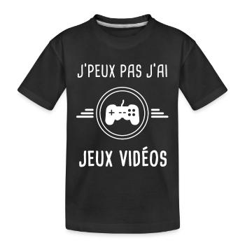 jeux vidéos je peux pas j'ai jeux vidéos gameur - T-shirt bio Premium Enfant - noir - Devant