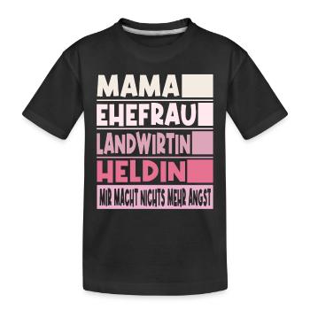 Landwirtin Mama Ehefrau Heldin - Kinder Premium Bio T-Shirt - Schwarz - Vorne