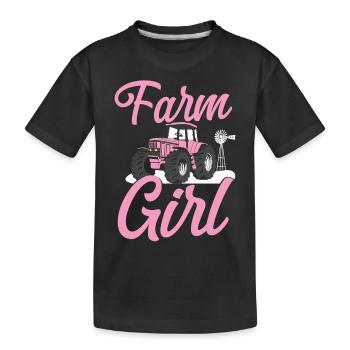 Farming Farmer Girl Tractor Farm - Kinder Premium Bio T-Shirt - Schwarz - Vorne