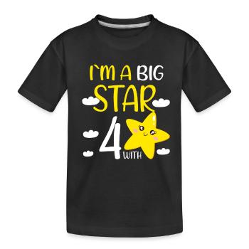 4 Year Old Birthday Girl Gift at A Big Star - Kids' Premium Organic T-Shirt - black - Front
