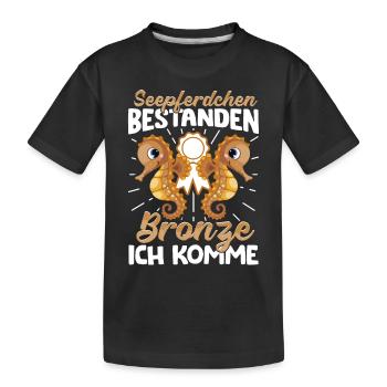 Seepferdchen bestanden - Kinder Premium Bio T-Shirt - Schwarz - Vorne