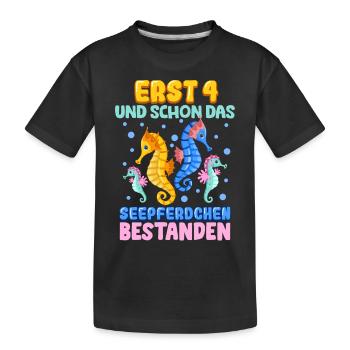 Seepferdchen bestanden - Kinder Premium Bio T-Shirt - Schwarz - Vorne