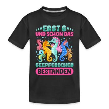 Seepferdchen bestanden - Kinder Premium Bio T-Shirt - Schwarz - Vorne