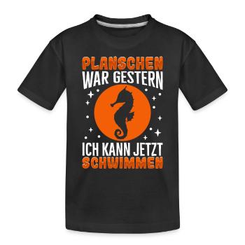 Seepferdchen bestanden - Kinder Premium Bio T-Shirt - Schwarz - Vorne