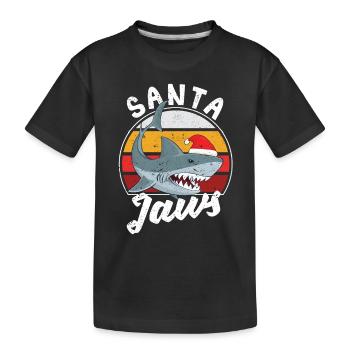 Santa Jaws Weihnachten Hai Claus Xmas PJs Angler - Kinder Premium Bio T-Shirt - Schwarz - Vorne