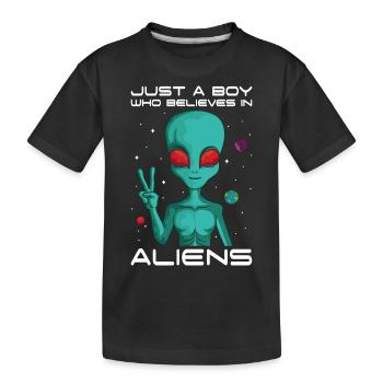 Boy Who Believes in Aliens Planet Universe Alien - Kids' Premium Organic T-Shirt - black - Front