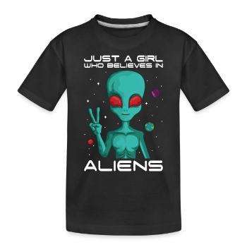 Girl Who Believes in Aliens Planet Space - Kids' Premium Organic T-Shirt - black - Front