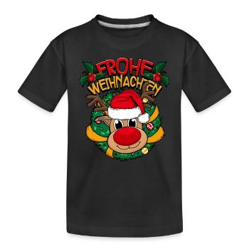 Frohe Weihnachten - Kinder Premium Bio T-Shirt - Schwarz - Vorne