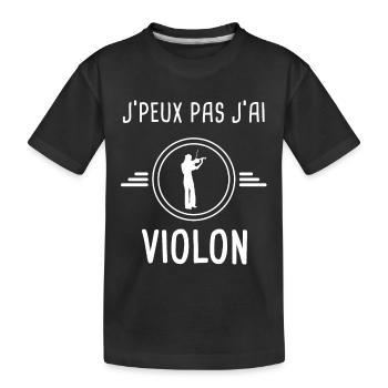 violon je peux pas j'ai violon homme violoniste - T-shirt bio Premium Enfant - noir - Devant