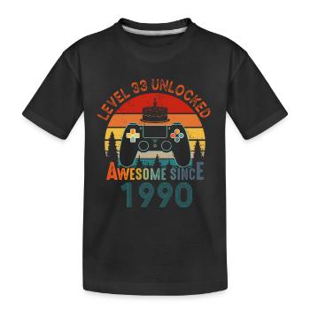 Niveau 33 Débloqué Génial depuis 1990 Funny Gamer - T-shirt bio Premium Enfant - noir - Devant