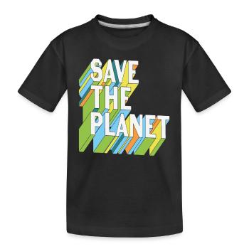 Save The Planet Earth Day Retro - Kinder Premium Bio T-Shirt - Schwarz - Vorne