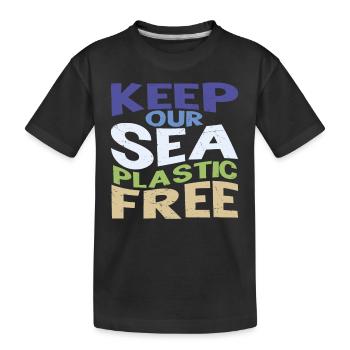 Halten Sie unser Meer plastikfrei - Kinder Premium Bio T-Shirt - Schwarz - Vorne