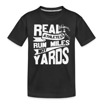 Les vrais athlètes courent des kilomètres et non des verges motivationnelles - T-shirt bio Premium Enfant - noir - Devant