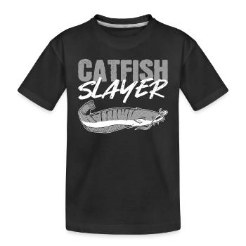 Catfish Slayer Catfish Fishing Fish Hunting - Kinder Premium Bio T-Shirt - Schwarz - Vorne