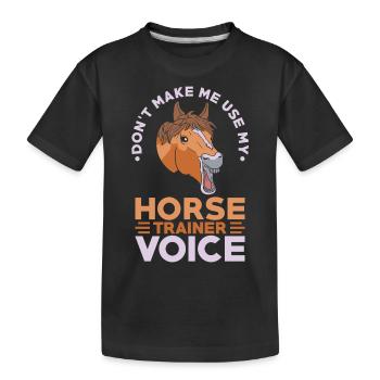 Pferdetrainer Stimme - Kinder Premium Bio T-Shirt - Schwarz - Vorne