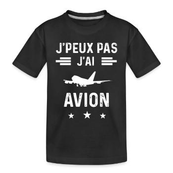 pilote je peux pas j'ai avion - T-shirt bio Premium Enfant - noir - Devant