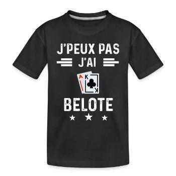 carte je peux pas j'ai belote cartes - T-shirt bio Premium Enfant - noir - Devant
