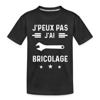 bricoleur je peux pas j'ai bricolage clé molette - T-shirt bio Premium Enfant - noir - Devant