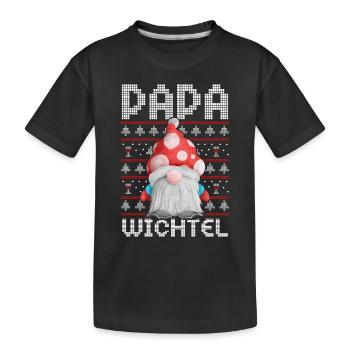 Papa Wichtel Weihnachten - Kinder Premium Bio T-Shirt - Schwarz - Vorne